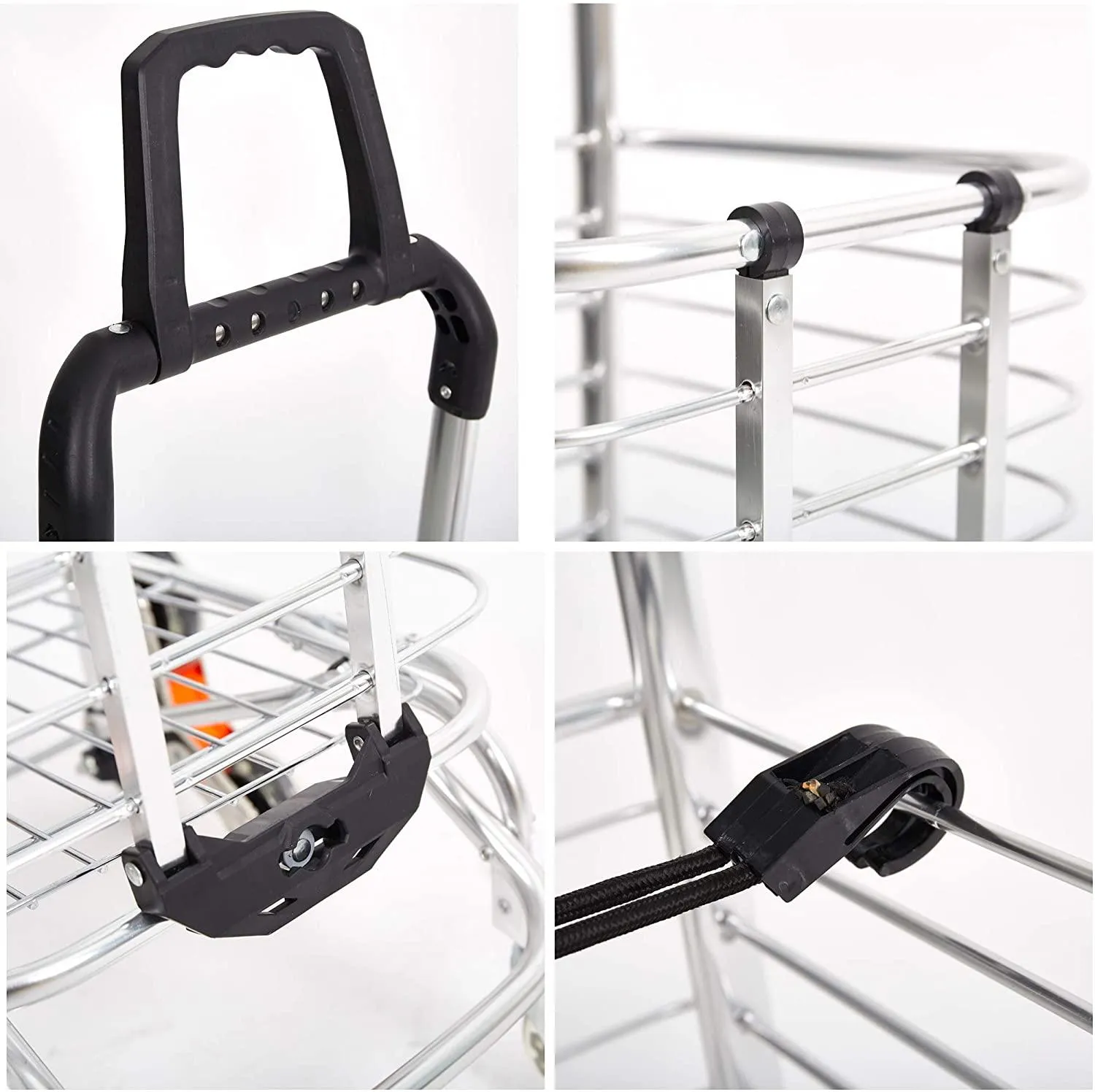 2 in 1 Folding Stair Climbing Shopping Cart Collapsible Portable Grocery Utility Dolly Hand Cart with Rolling Wheels