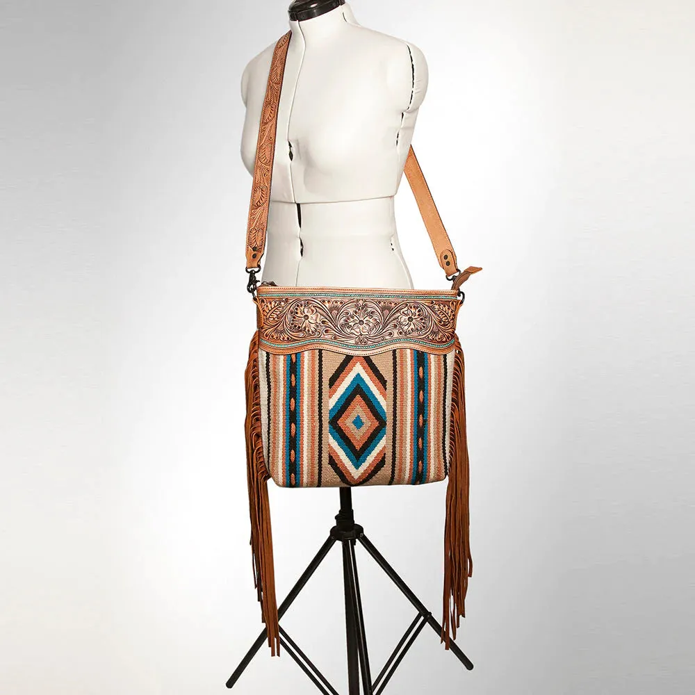 American Darling Tan Blanket Floral Tooled Purse