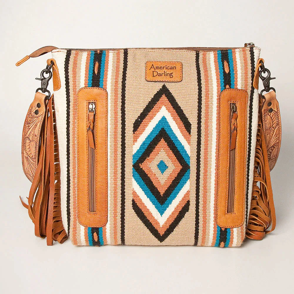 American Darling Tan Blanket Floral Tooled Purse