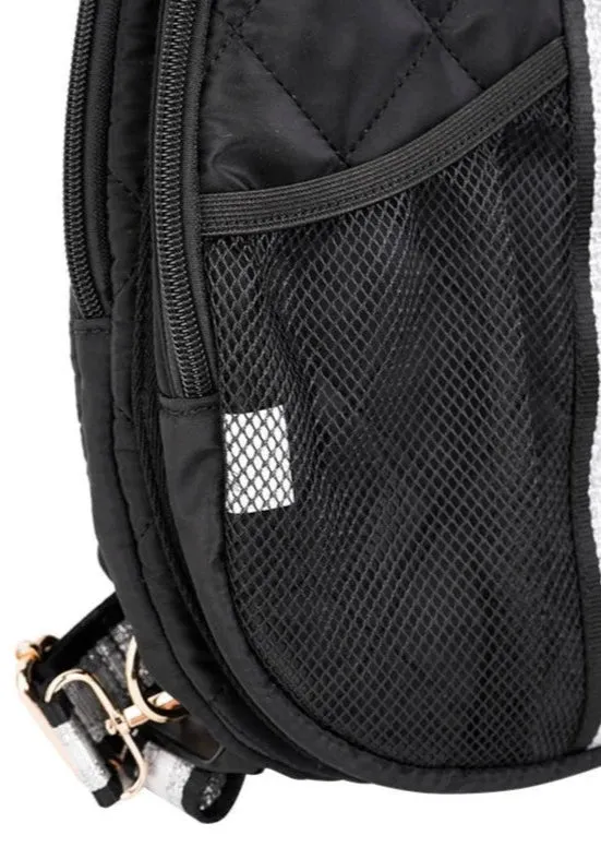 Black Quilted Pickleball Sling Bag
