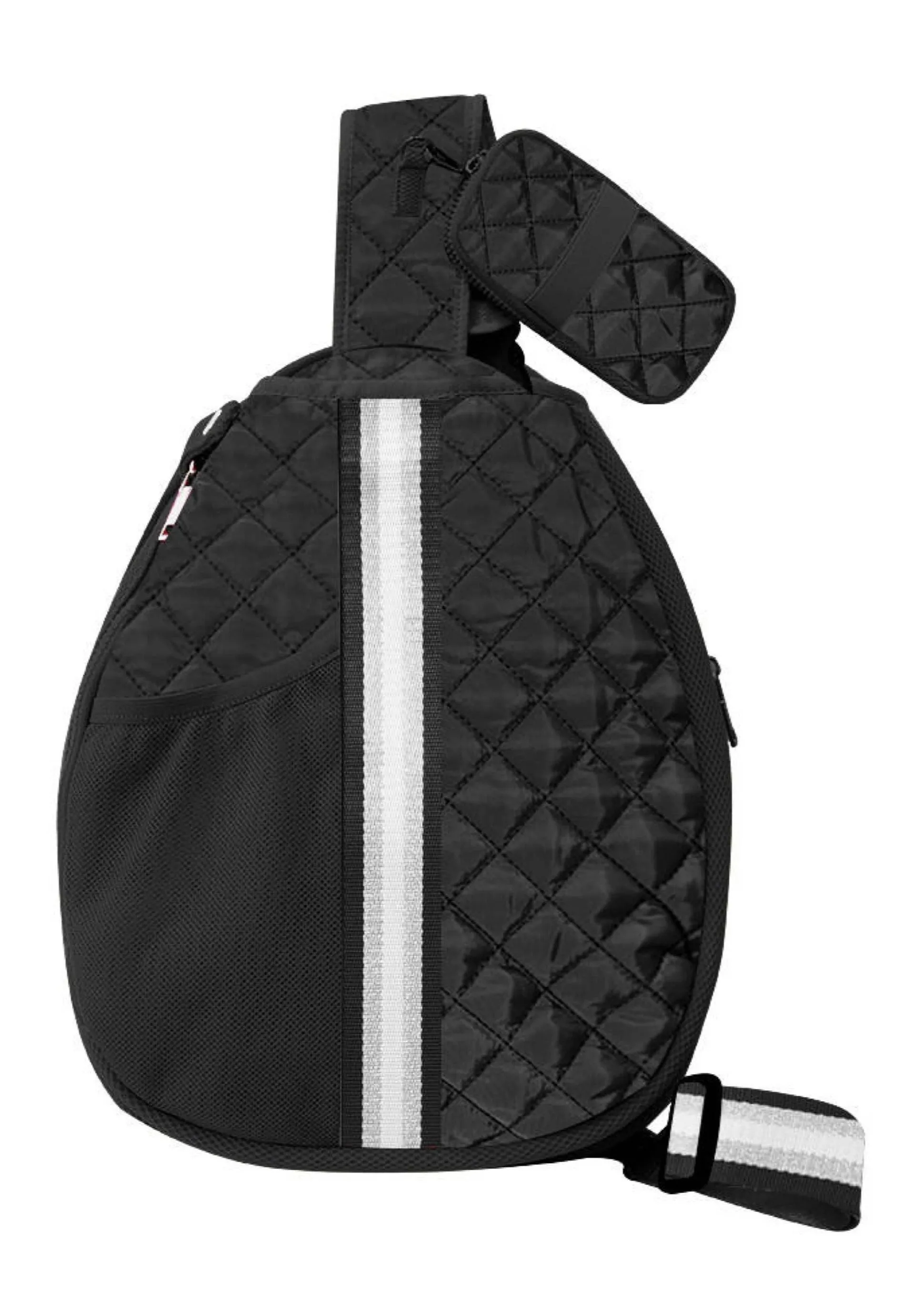 Black Quilted Pickleball Sling Bag