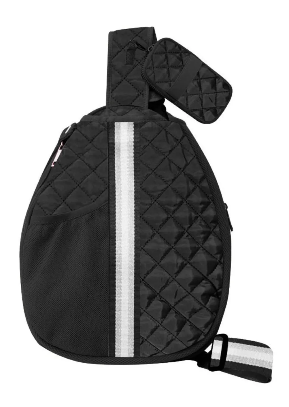 Black Quilted Pickleball Sling Bag