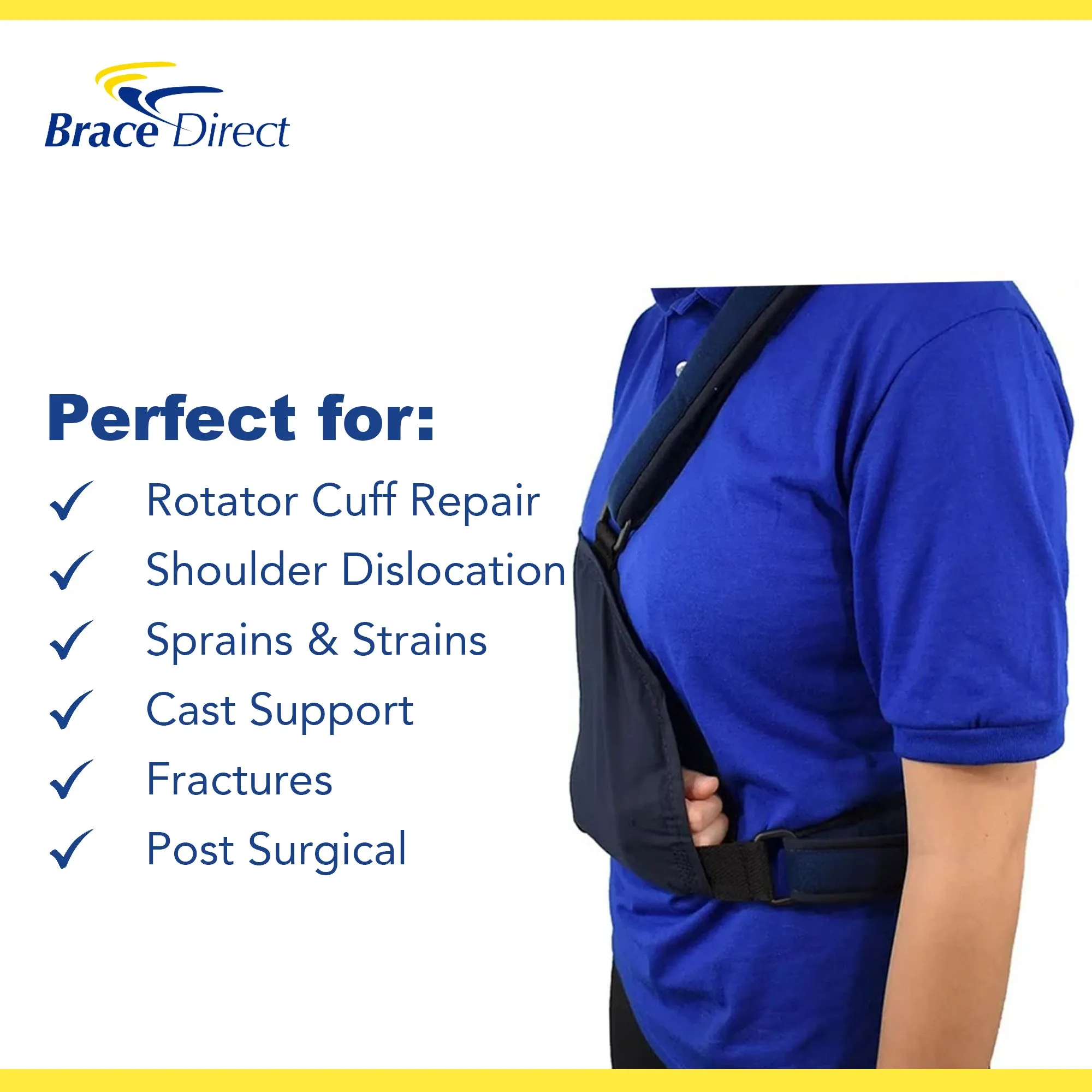 Brace Direct Deluxe Shoulder Immobilizer - Complete Support for Rotator Cuff & Joint Recovery