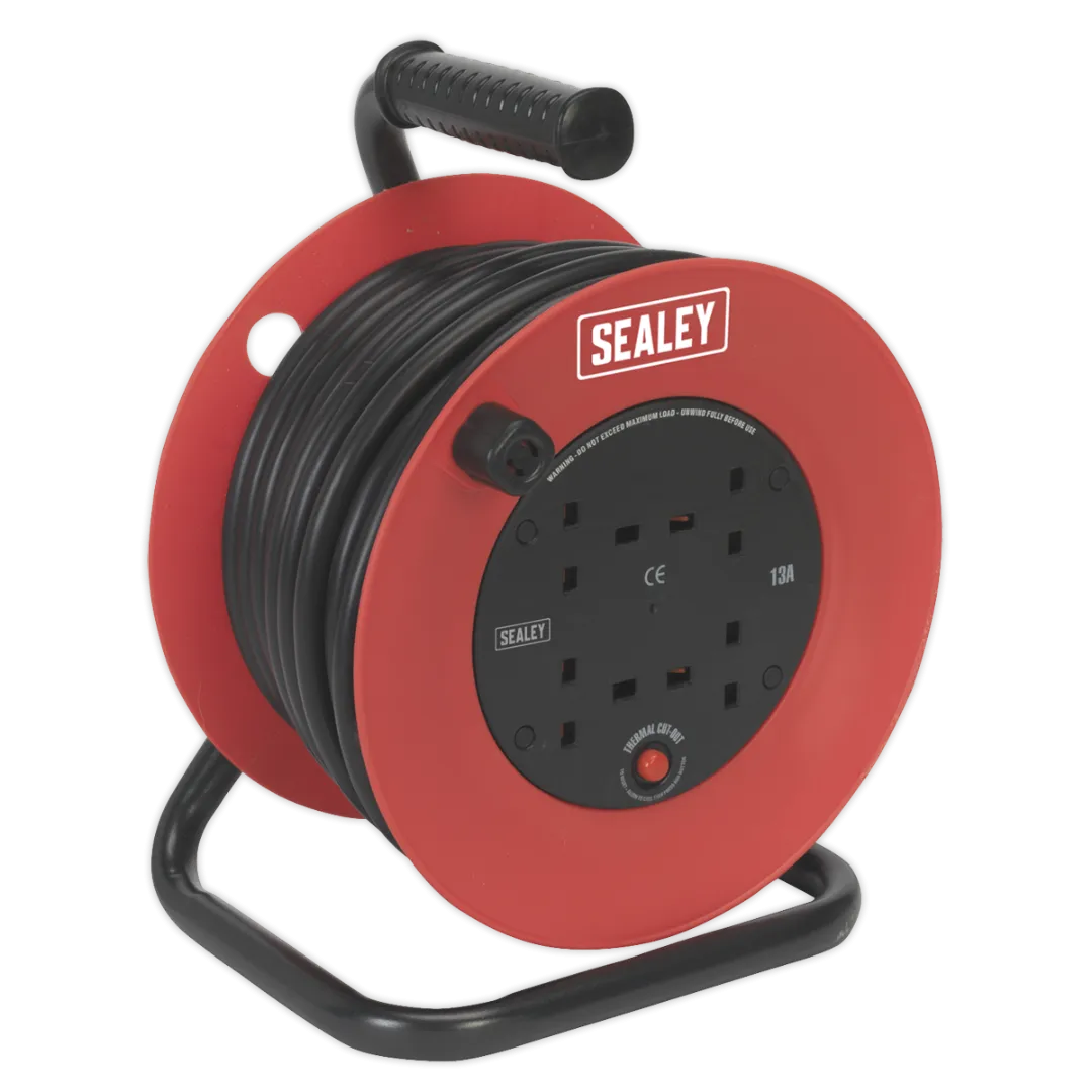 Cable Reel 25mtr 4 x 230V 2.5mm² Heavy-Duty Thermal Trip