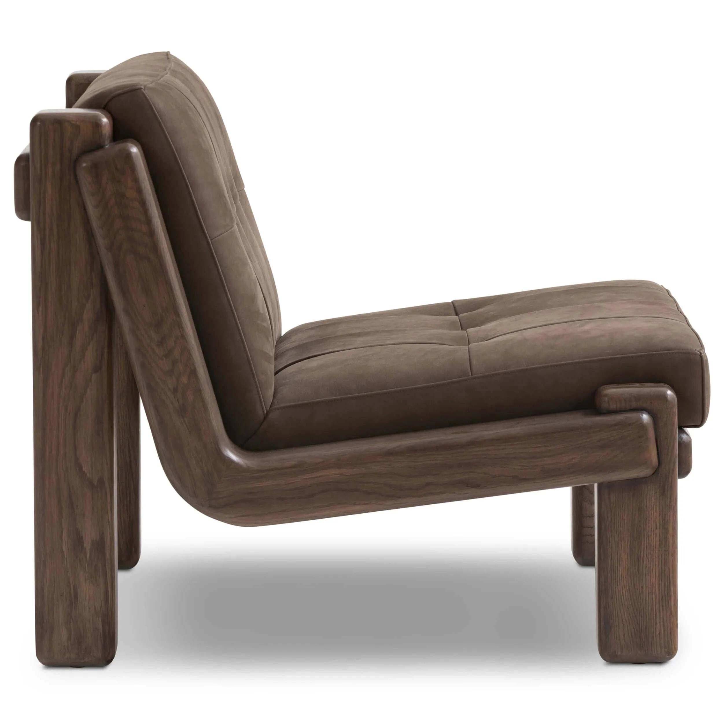 Camilo Leather Chair, Nubuck Cigar