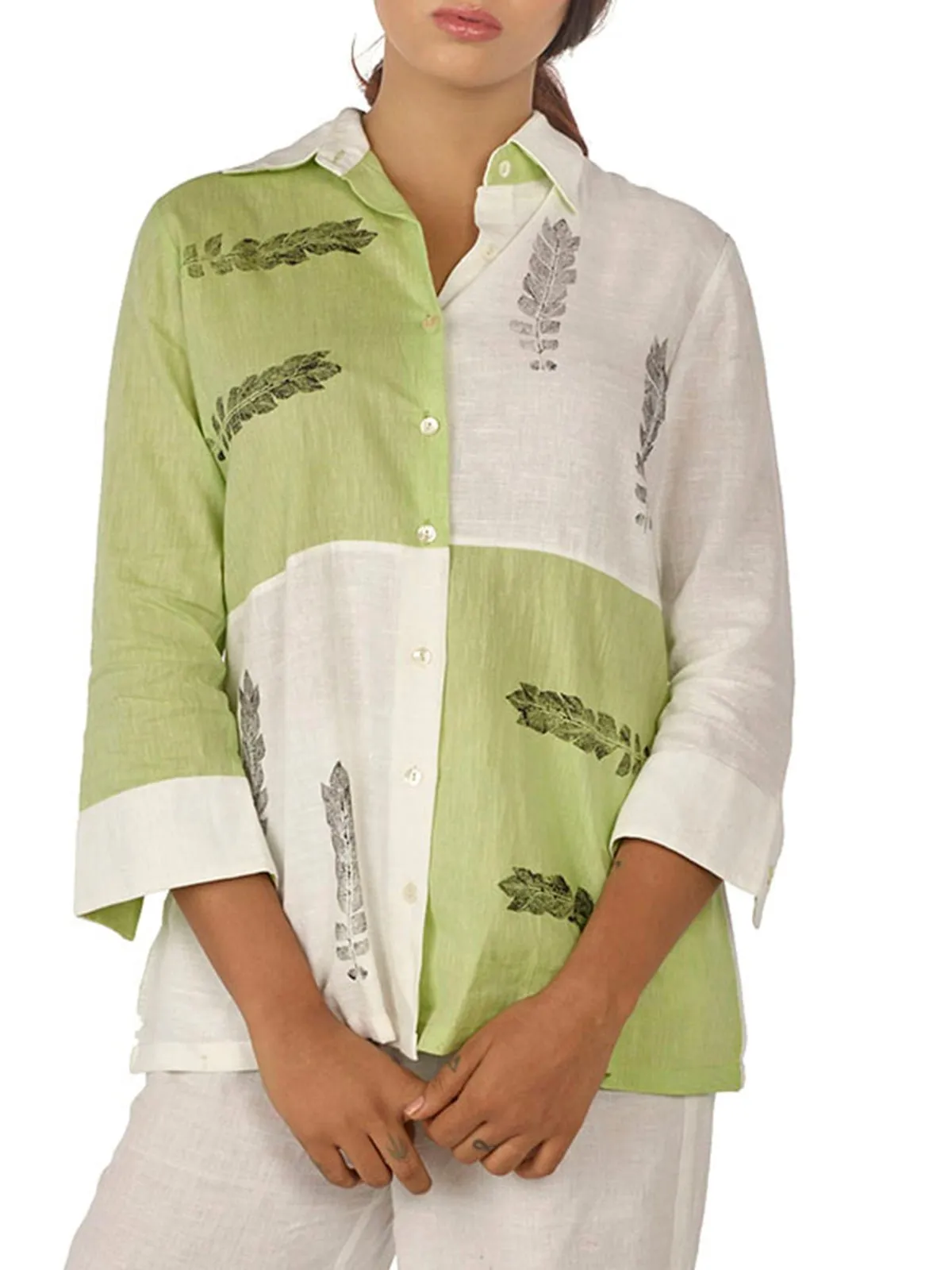 Collared Color Blocked Shirt