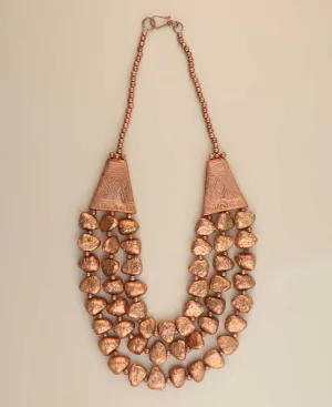 Copper-Tone Triple-Strand Textured Metal Necklace