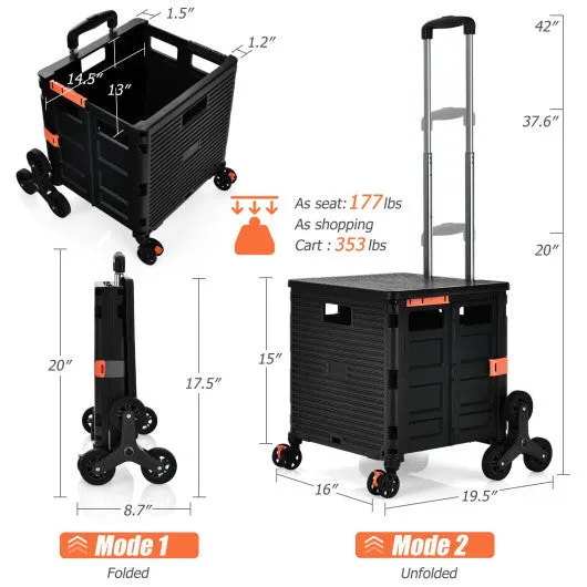 Costway Foldable Utility Cart for Travel and Shopping-Black