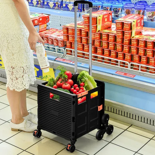 Costway Foldable Utility Cart for Travel and Shopping-Black