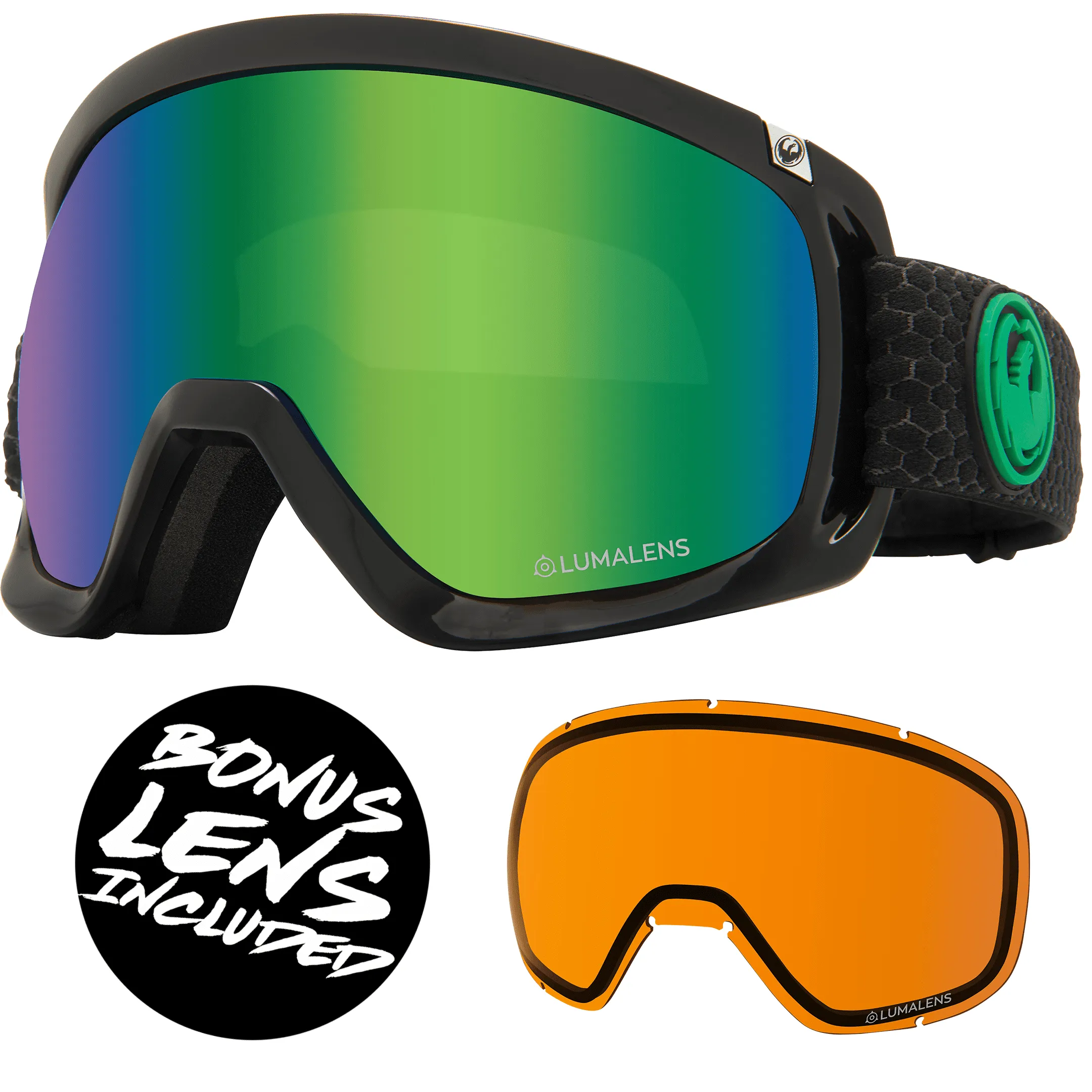 Dragon D3 OTG Goggles - Split Green