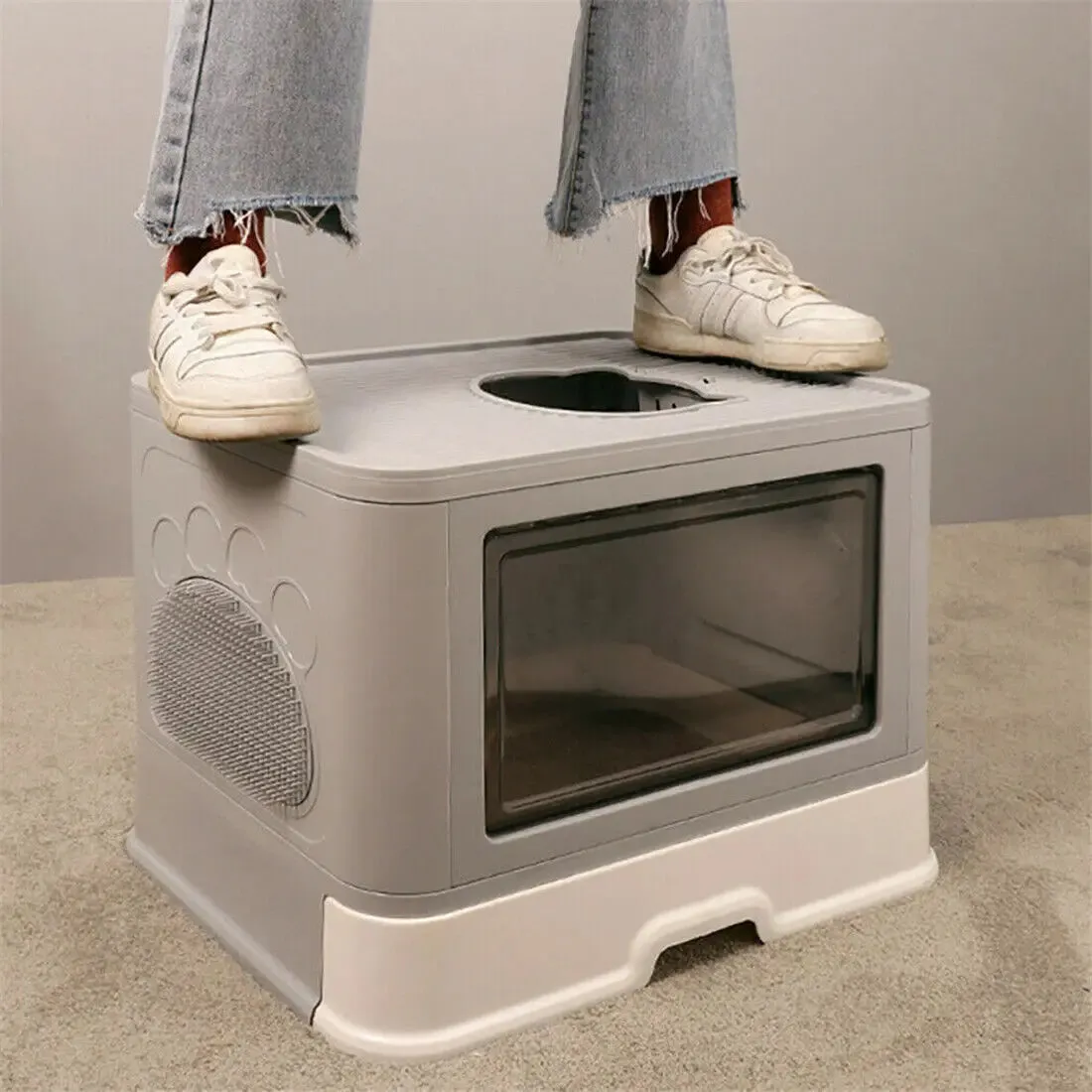 Foldable Cat Litter Box with Front Entry & Top Exit