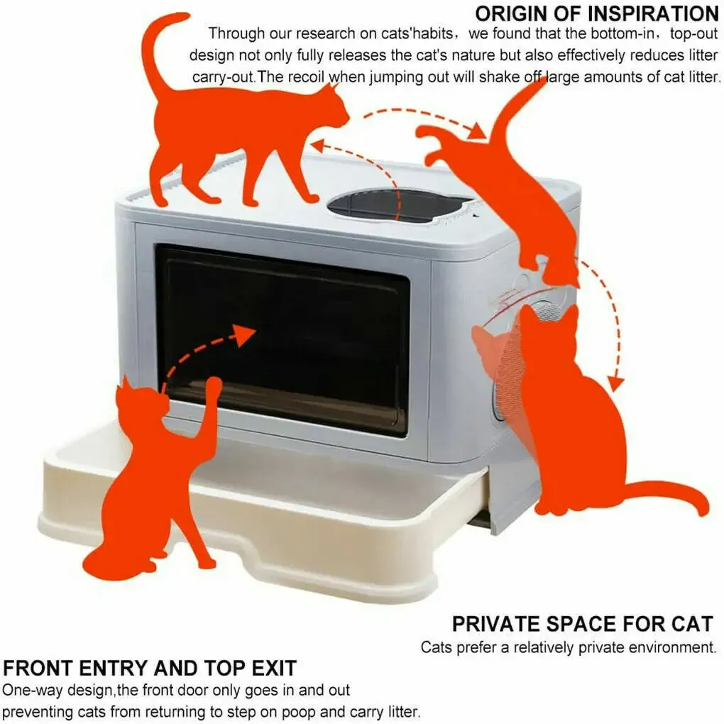 Foldable Cat Litter Box with Front Entry & Top Exit