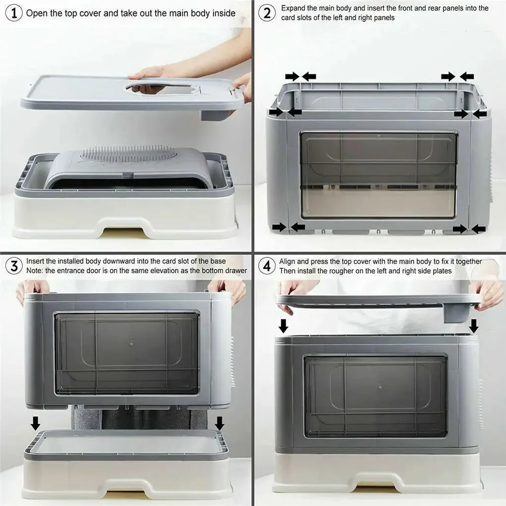 Foldable Cat Litter Box with Front Entry & Top Exit