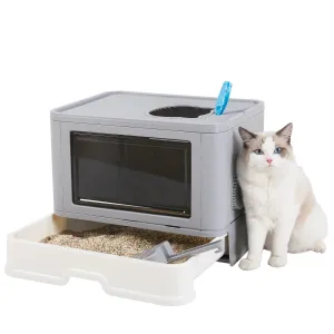 Foldable Cat Litter Box with Front Entry & Top Exit