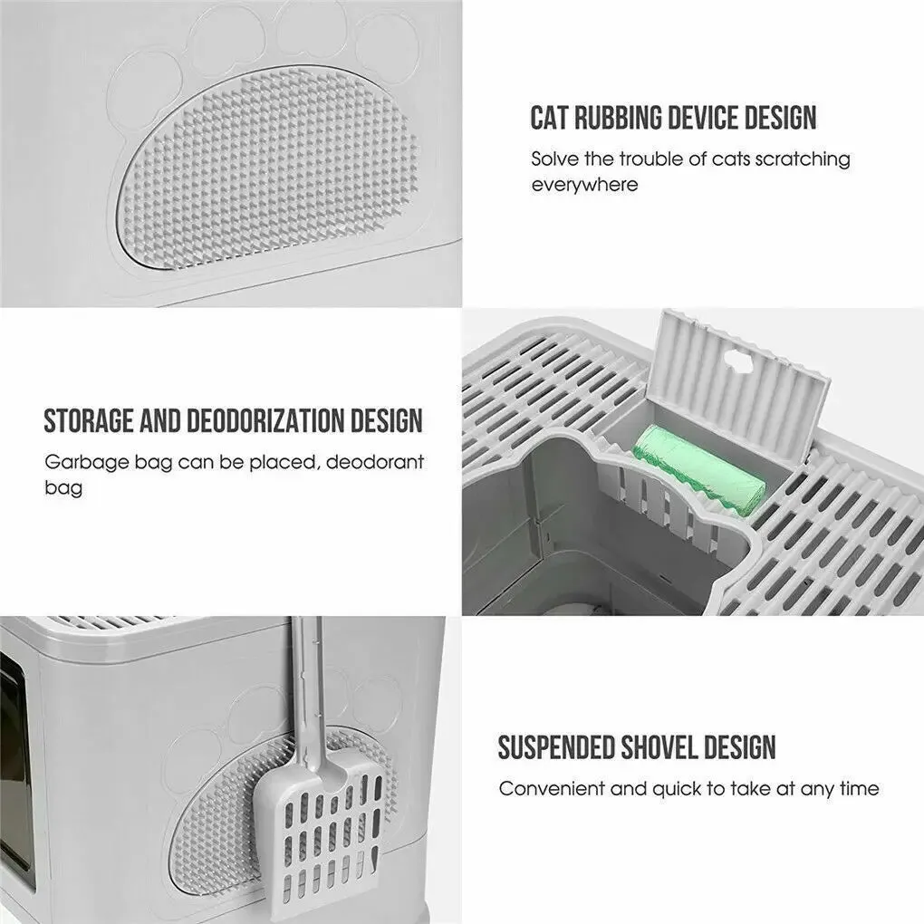 Foldable Cat Litter Box with Front Entry & Top Exit