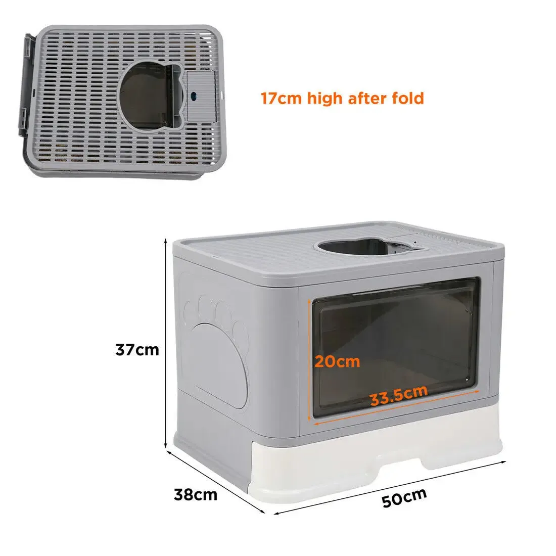 Foldable Cat Litter Box with Front Entry & Top Exit