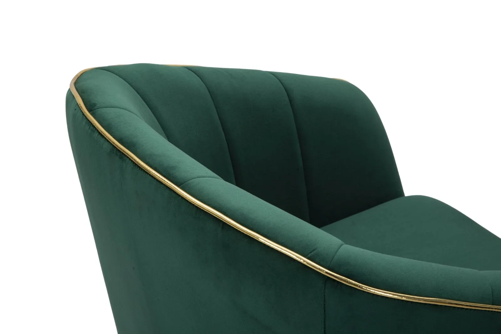 Green Padded chair with Black Wooden Legs with Golden Details