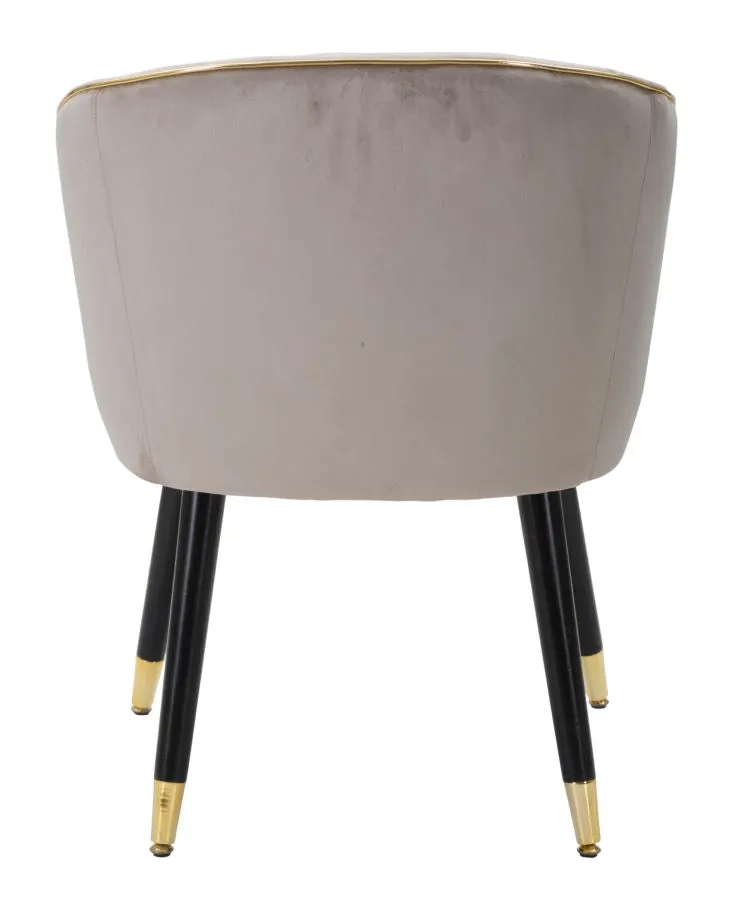 Grey Padded chair with Black Wooden Legs with Golden Details