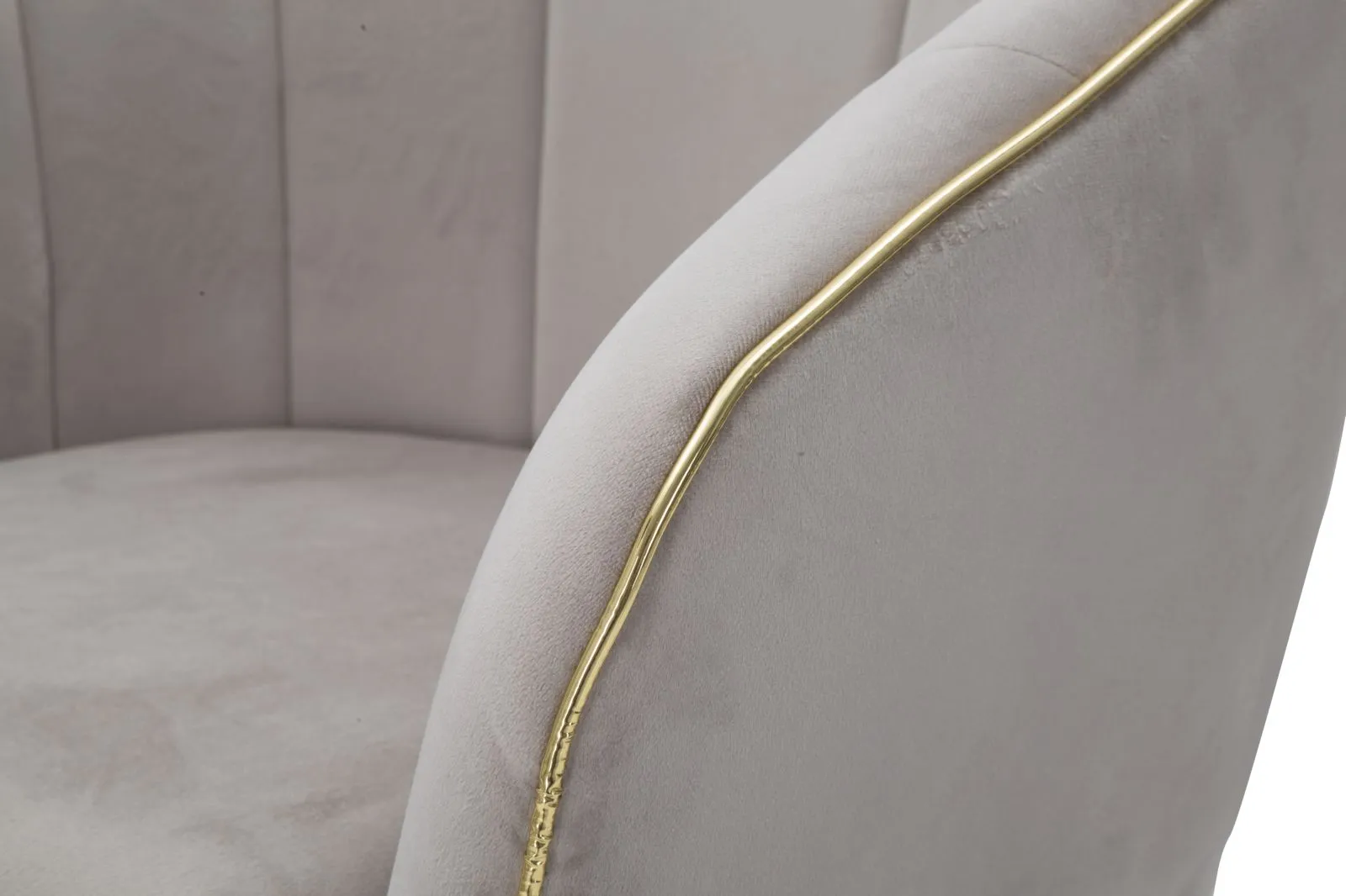 Grey Padded chair with Black Wooden Legs with Golden Details