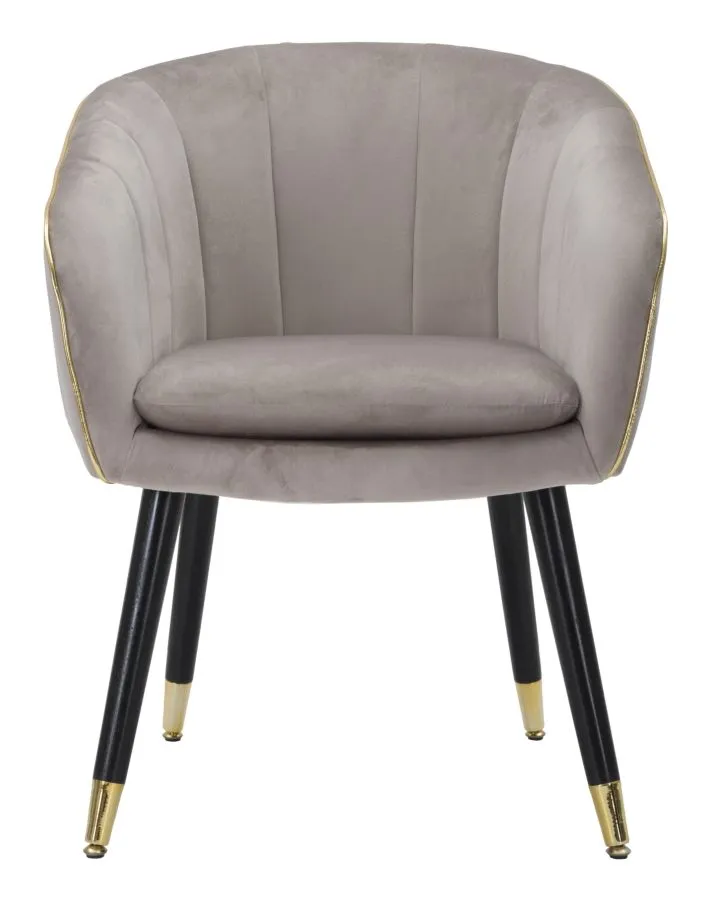 Grey Padded chair with Black Wooden Legs with Golden Details