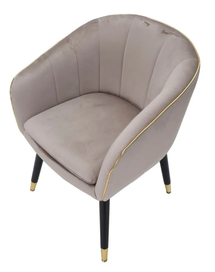 Grey Padded chair with Black Wooden Legs with Golden Details