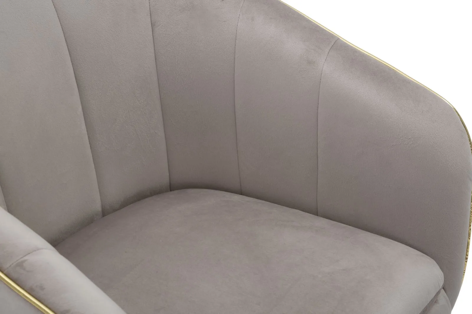 Grey Padded chair with Black Wooden Legs with Golden Details