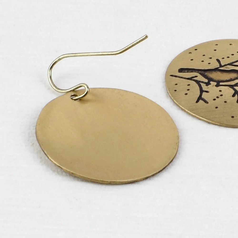 Handcrafted Brass Bird Hanging Earrings