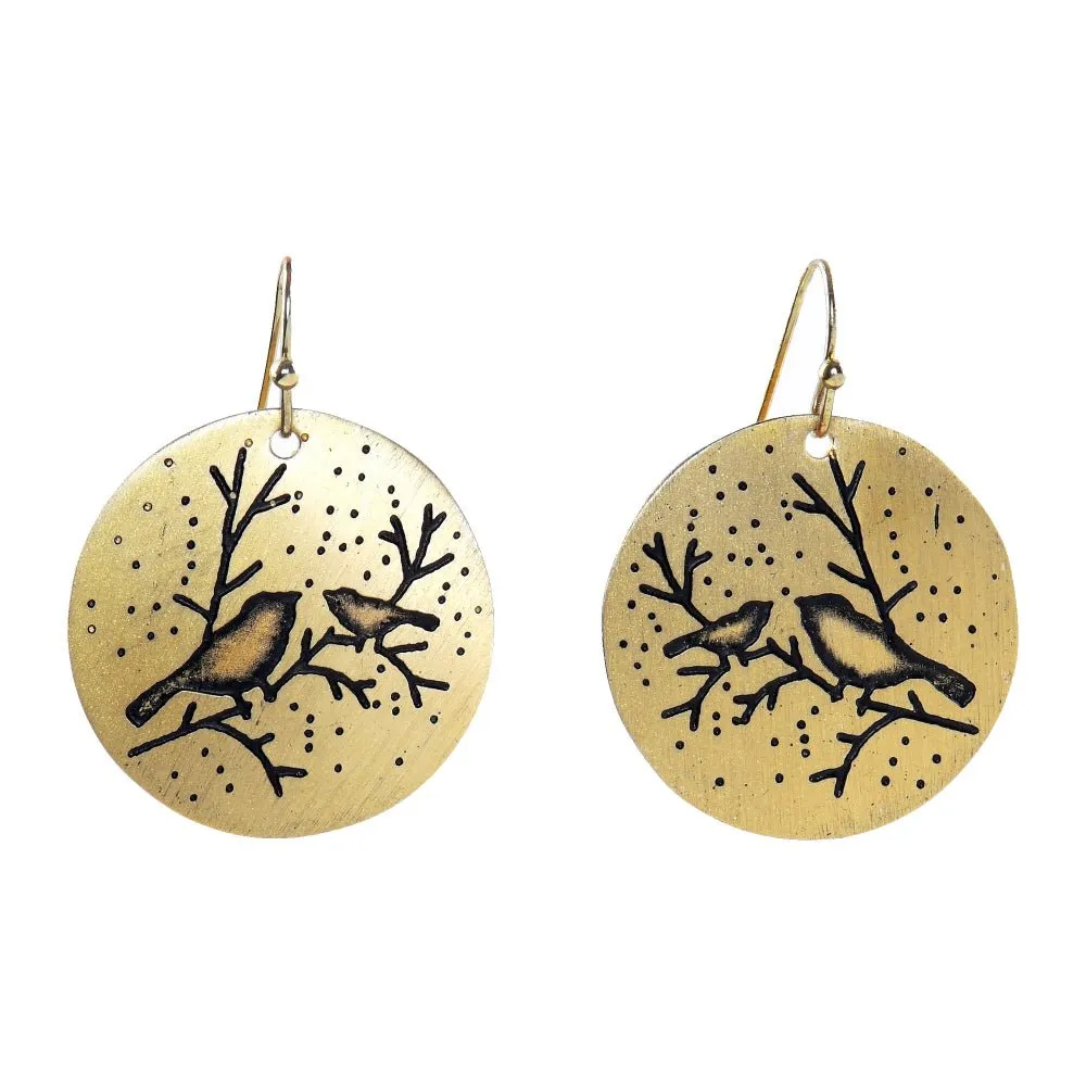 Handcrafted Brass Bird Hanging Earrings