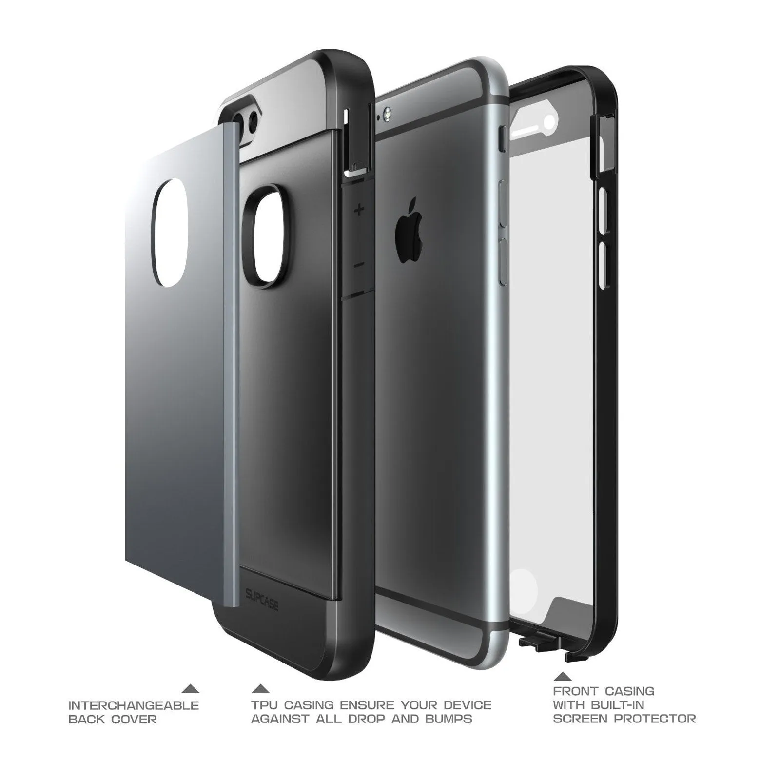iPhone 6 Plus / 6S Plus Water Resistant Full body Protective Case-Gray/Silver/Gold