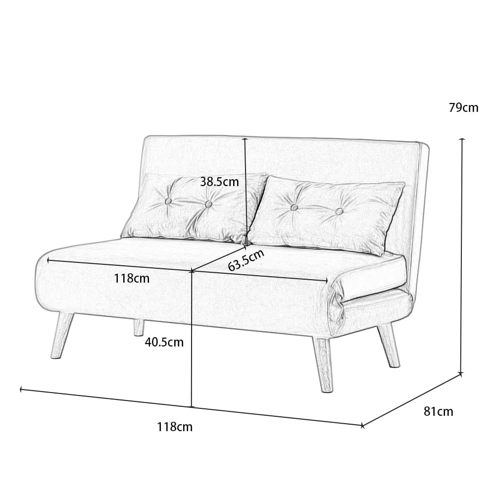 Jola Velvet Foldable 2 Seater Sofa Bed with Pillows