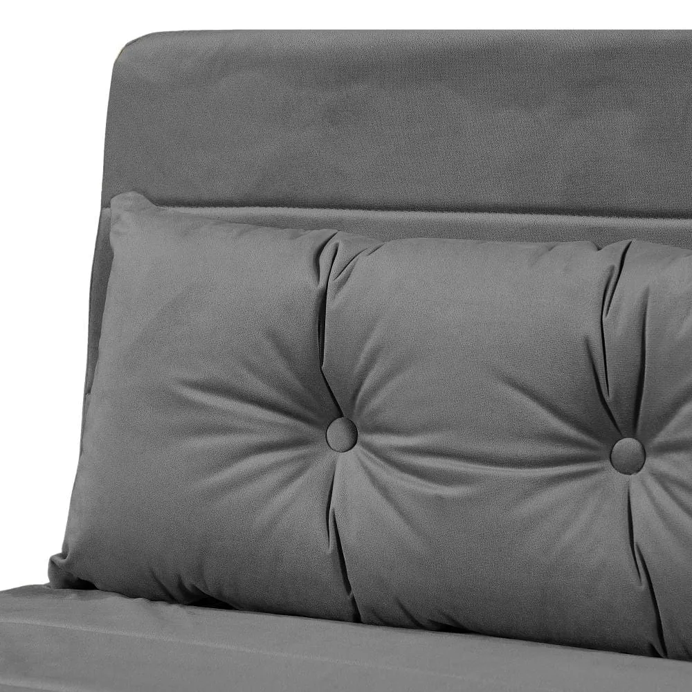 Jola Velvet Foldable 2 Seater Sofa Bed with Pillows