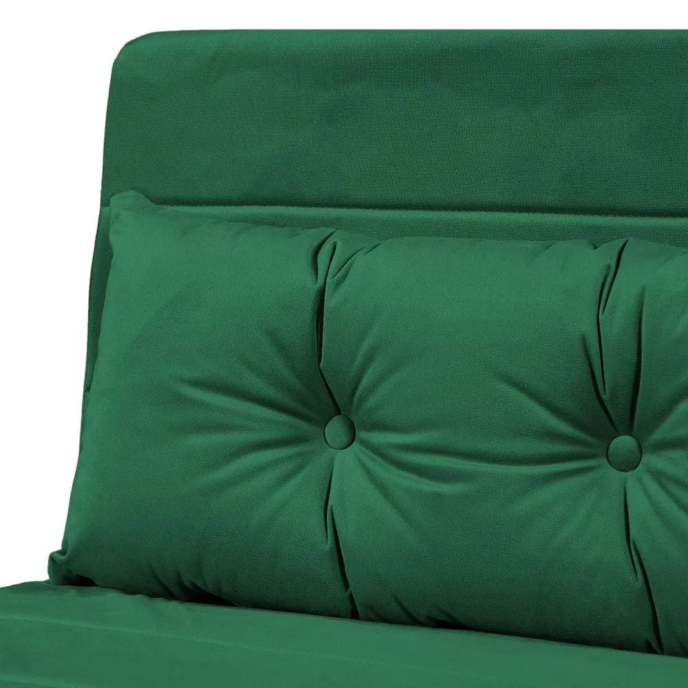Jola Velvet Foldable 2 Seater Sofa Bed with Pillows