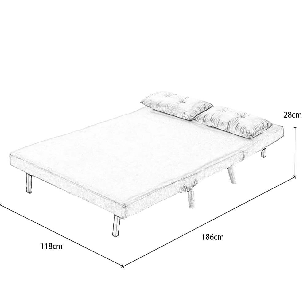Jola Velvet Foldable 2 Seater Sofa Bed with Pillows