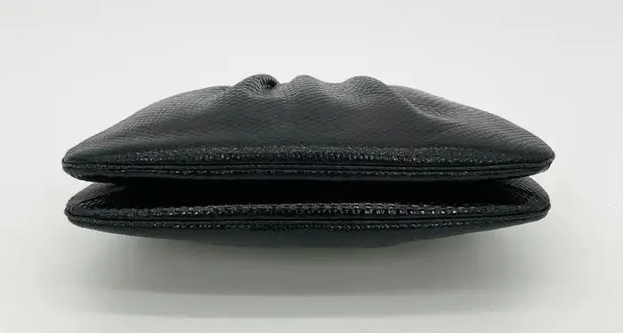 Judith Leiber Black Lizard Antique Silver Crystal Top Clutch