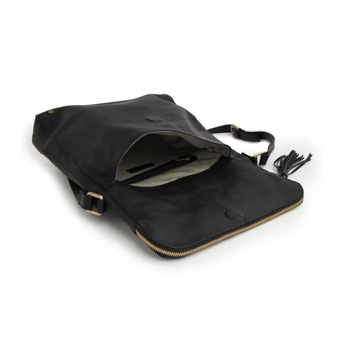 Leather Alexa Satchel Bag - Black