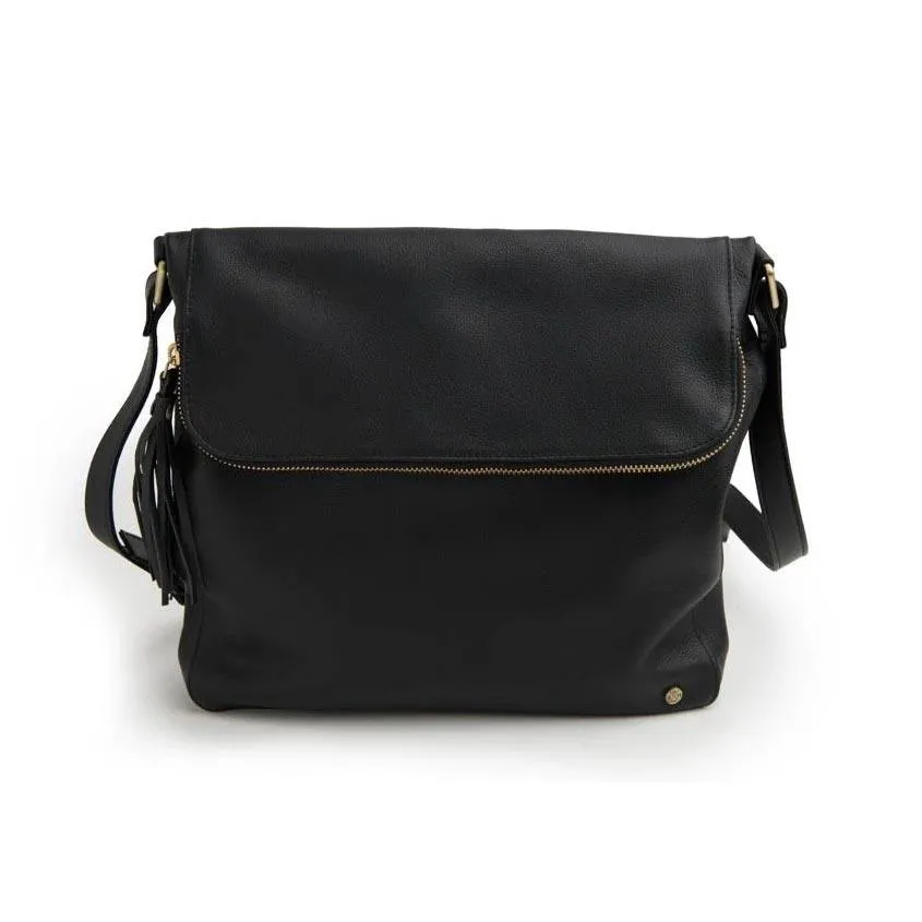 Leather Alexa Satchel Bag - Black