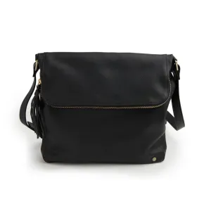 Leather Alexa Satchel Bag - Black