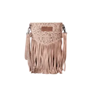Montana West Women's Wrangler Vintage Floral Embossed Khaki Crossbody Bag