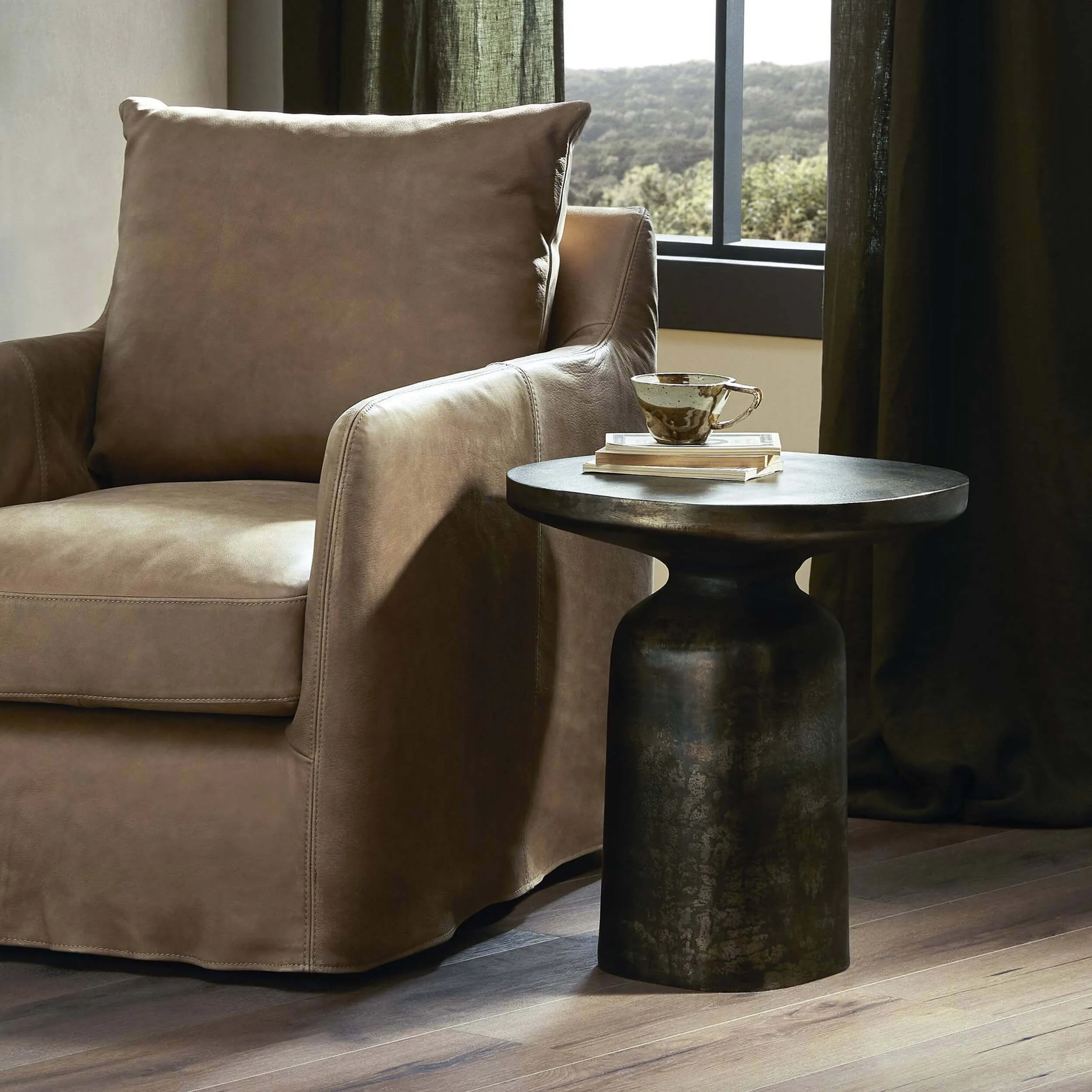 Odessa End Table, Distressed Bronze