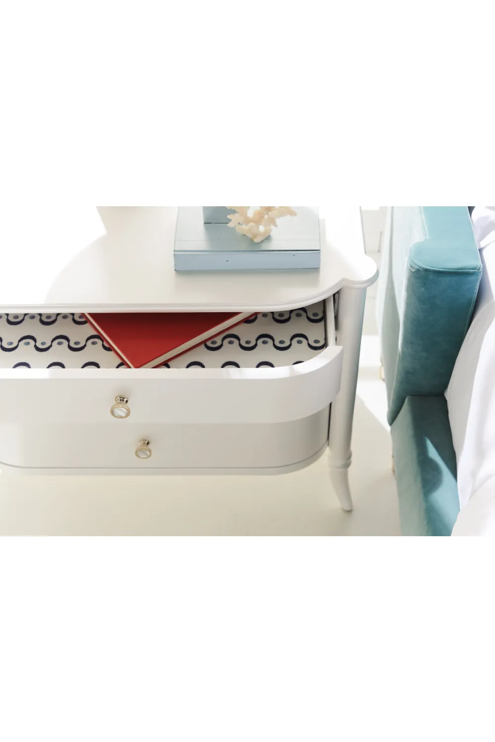 Pearlized White Nightstand | Caracole Oyster Diver