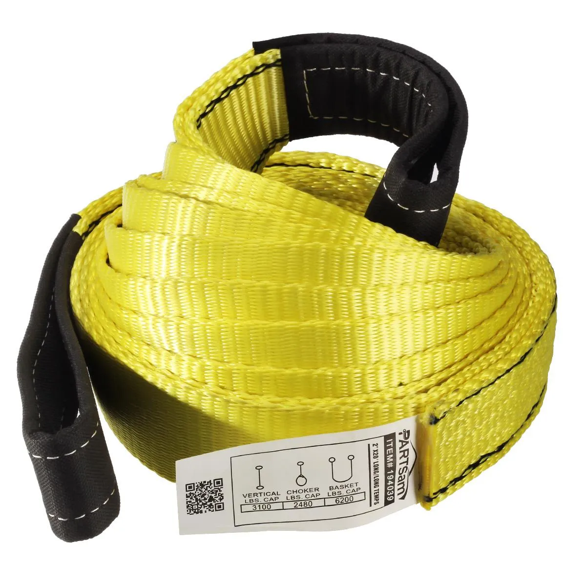 Premium 2 Pcs Crane Towing Strap 20 feet x 2inch Durable 3400Dtex - Heavy Duty Web Sling - Corrosion Resistance Polyester Industrial Flat Eye-Eye Ropes
