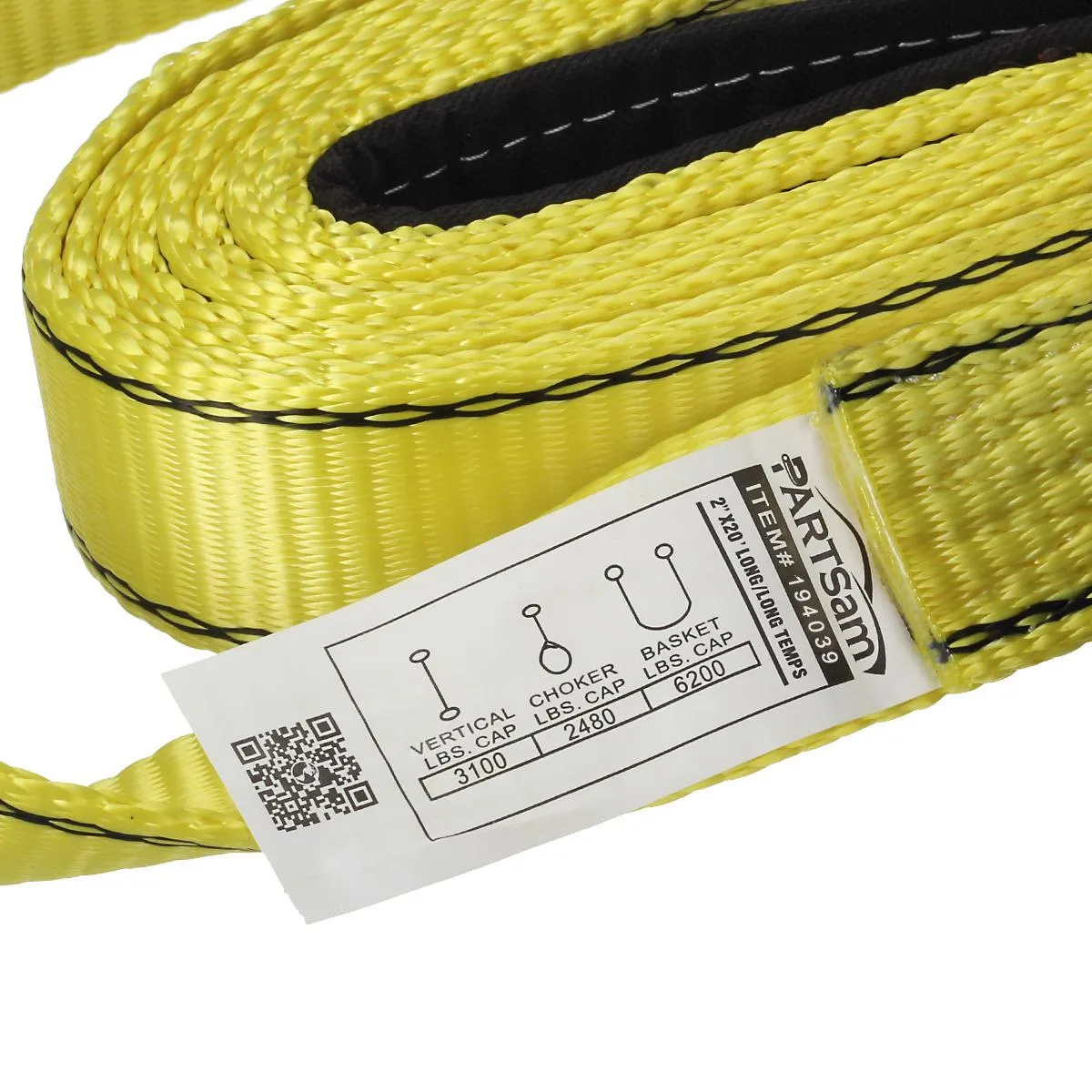 Premium 2 Pcs Crane Towing Strap 20 feet x 2inch Durable 3400Dtex - Heavy Duty Web Sling - Corrosion Resistance Polyester Industrial Flat Eye-Eye Ropes