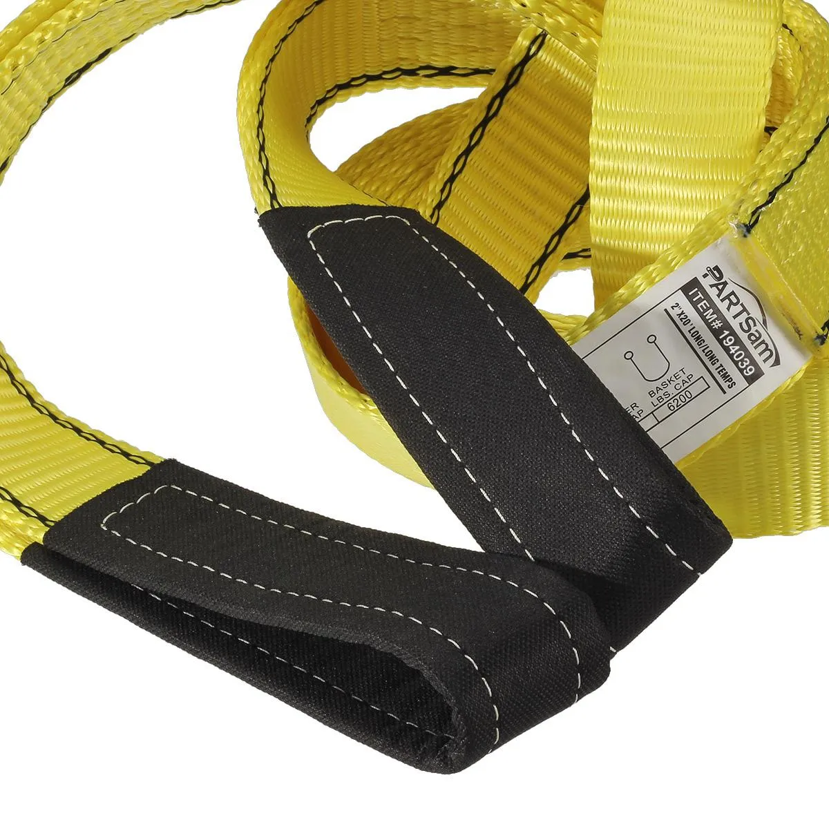 Premium 2 Pcs Crane Towing Strap 20 feet x 2inch Durable 3400Dtex - Heavy Duty Web Sling - Corrosion Resistance Polyester Industrial Flat Eye-Eye Ropes