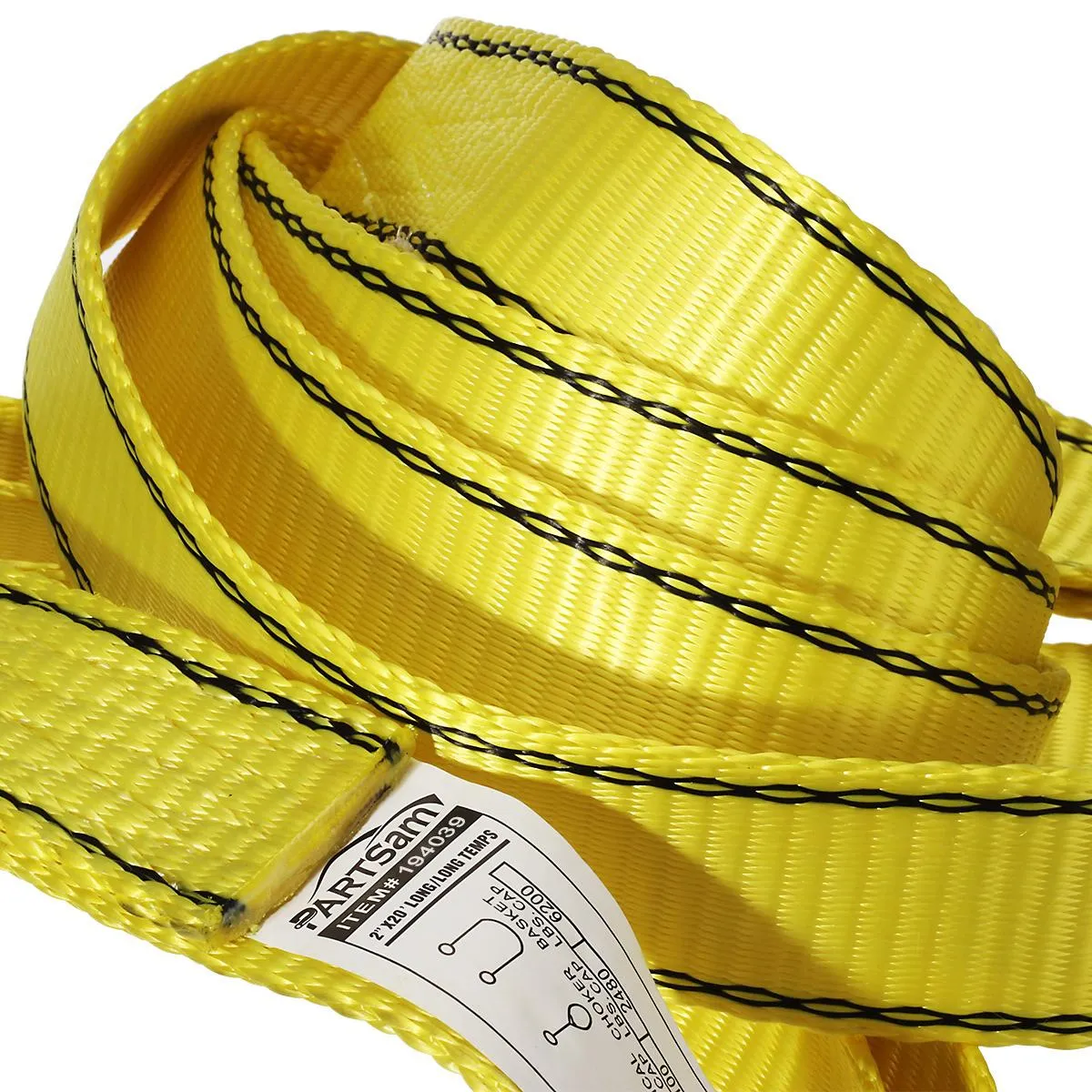 Premium 2 Pcs Crane Towing Strap 20 feet x 2inch Durable 3400Dtex - Heavy Duty Web Sling - Corrosion Resistance Polyester Industrial Flat Eye-Eye Ropes
