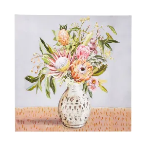 Proteas in Ceramic Vase II Canvas Print 60x60cm