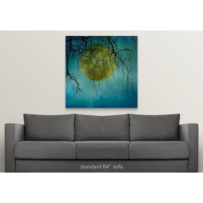 "A huge full moon behind bare winter branches." Canvas Wall Art