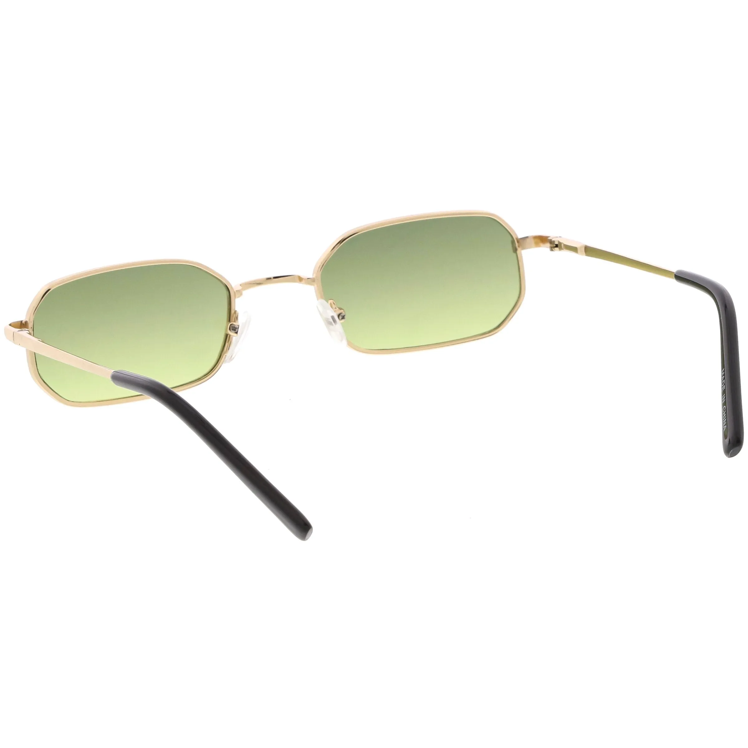 Retro Small 1990's Rectangle Flat Lens Metal Sunglasses C720