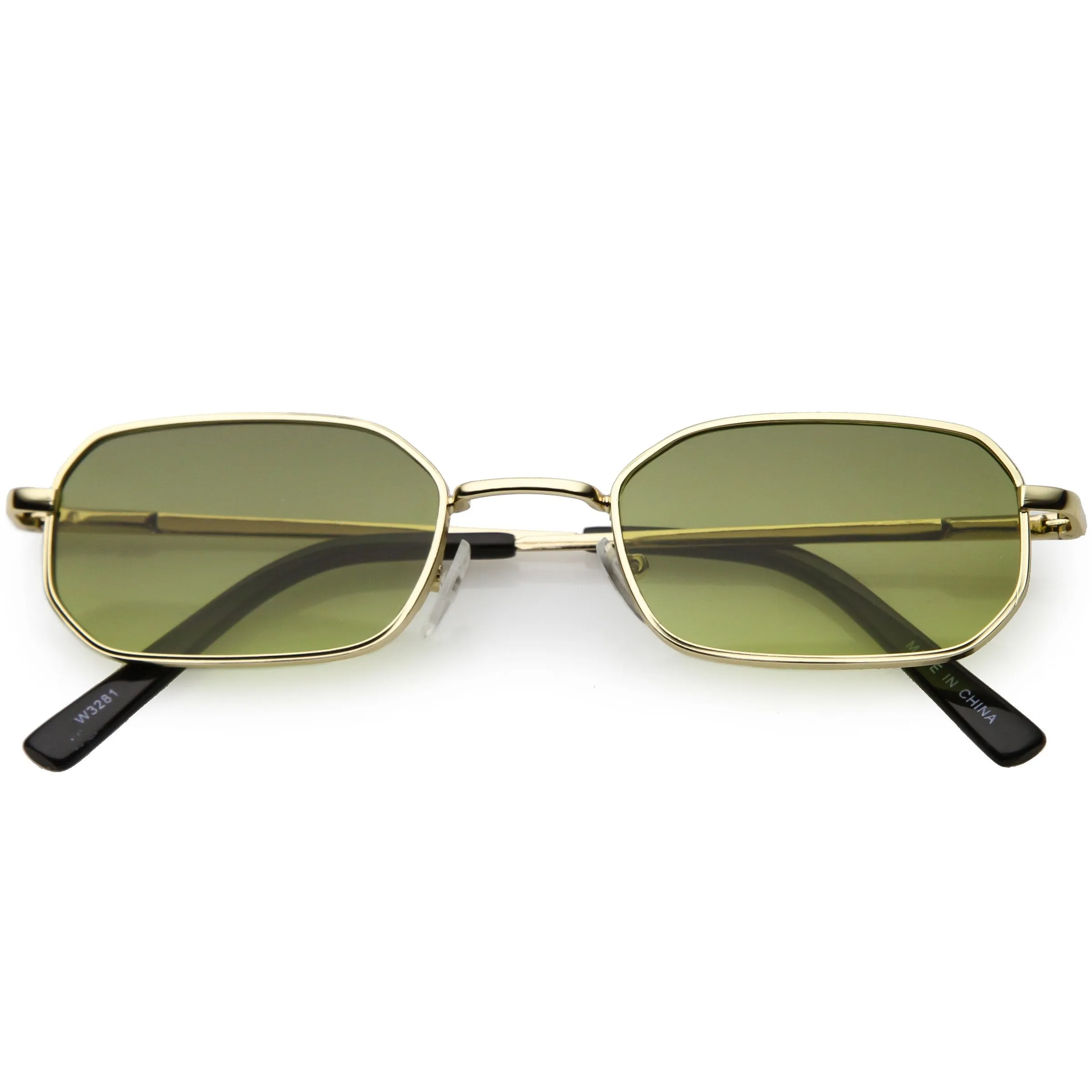 Retro Small 1990's Rectangle Flat Lens Metal Sunglasses C720