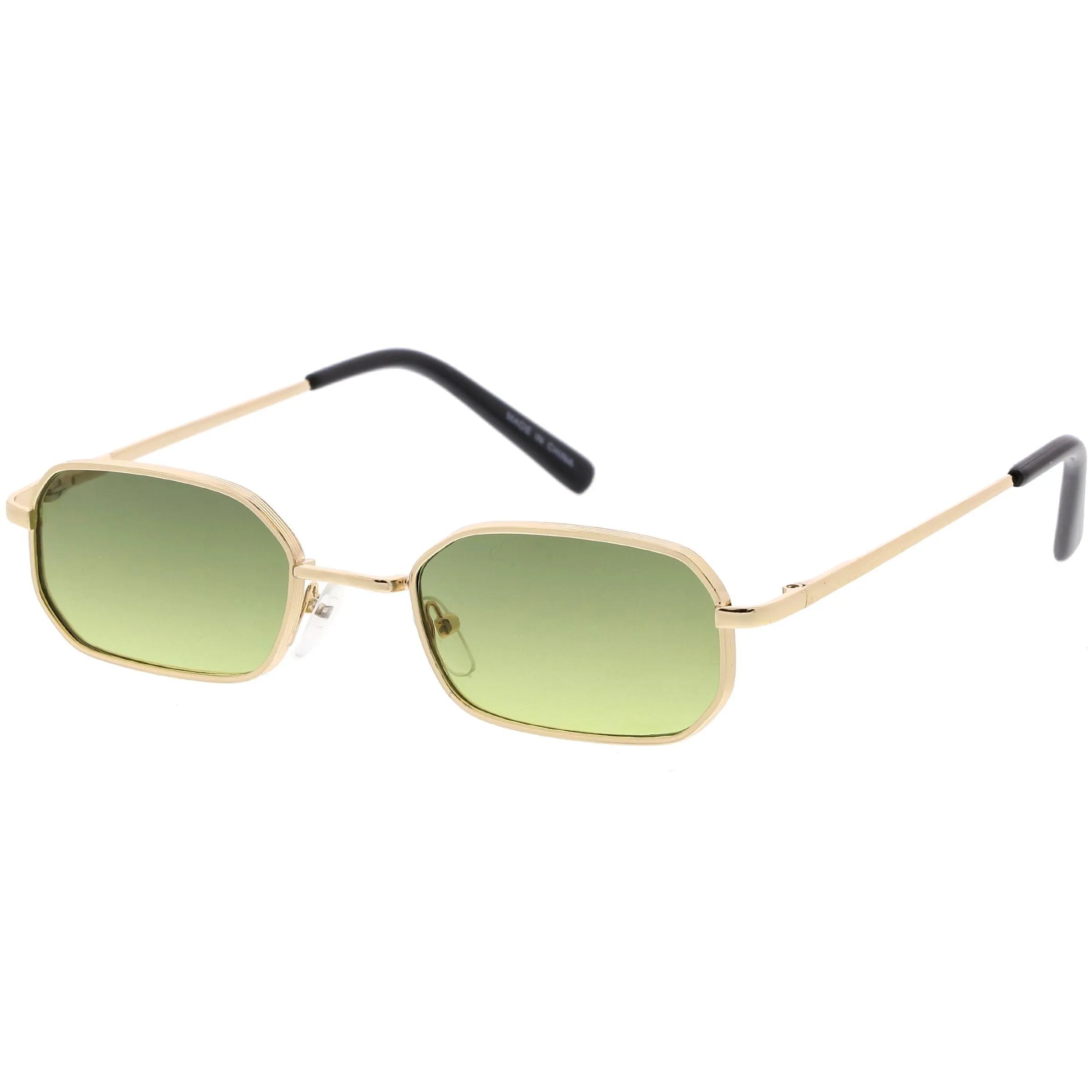 Retro Small 1990's Rectangle Flat Lens Metal Sunglasses C720