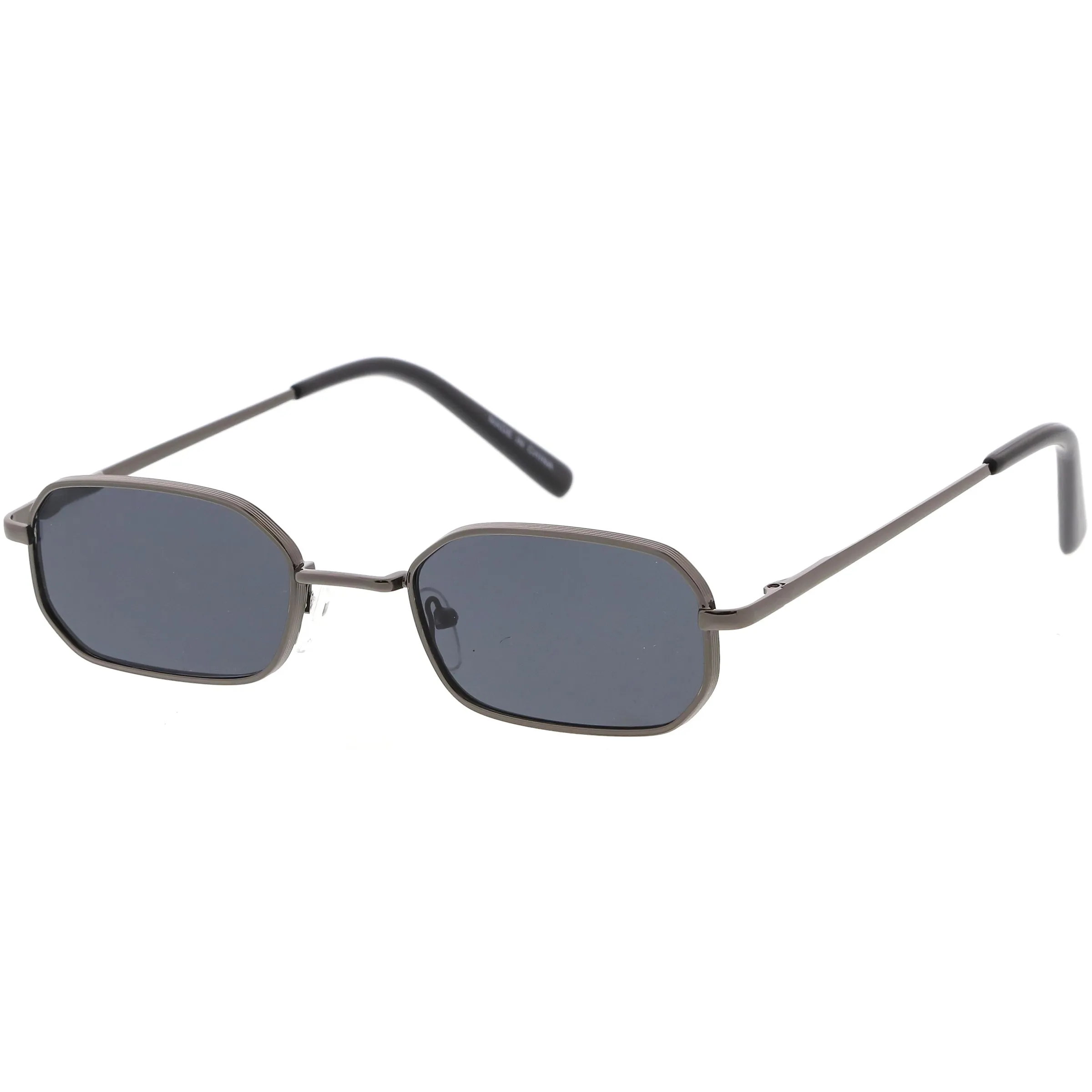 Retro Small 1990's Rectangle Flat Lens Metal Sunglasses C720